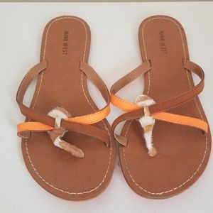 Leather flip flops